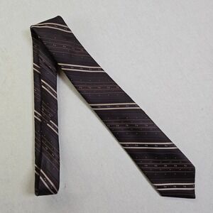 VTG 70s Tie Botany 500 Dark Brown Striped Vintage 1970s 100%‎ Polyester Mens